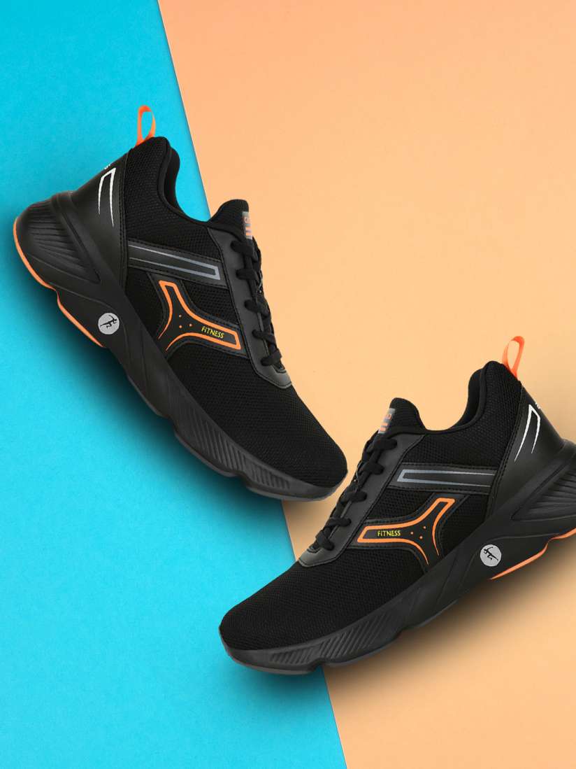 Mens black and orange shoes clearance