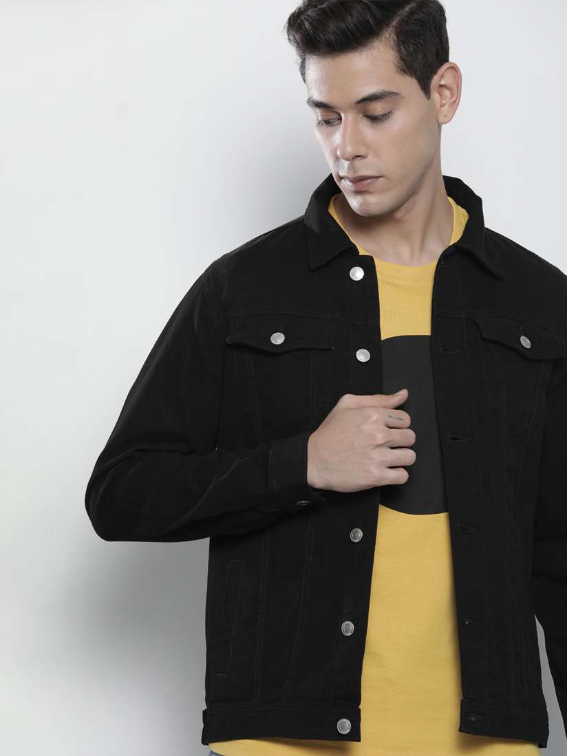 Black denim jacket mens myntra shop