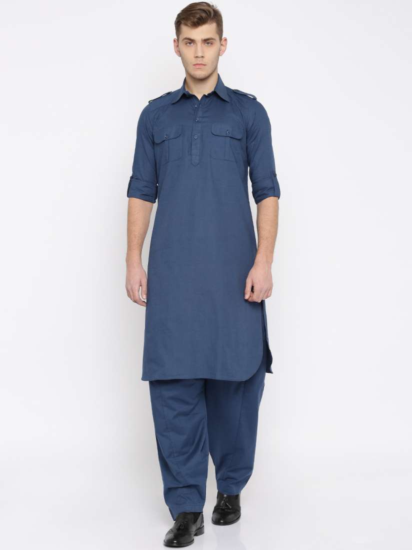 Buy Raymond Ethnix Navy Linen Kurta Pyjama Kurta Sets for Men 1619292 Myntra