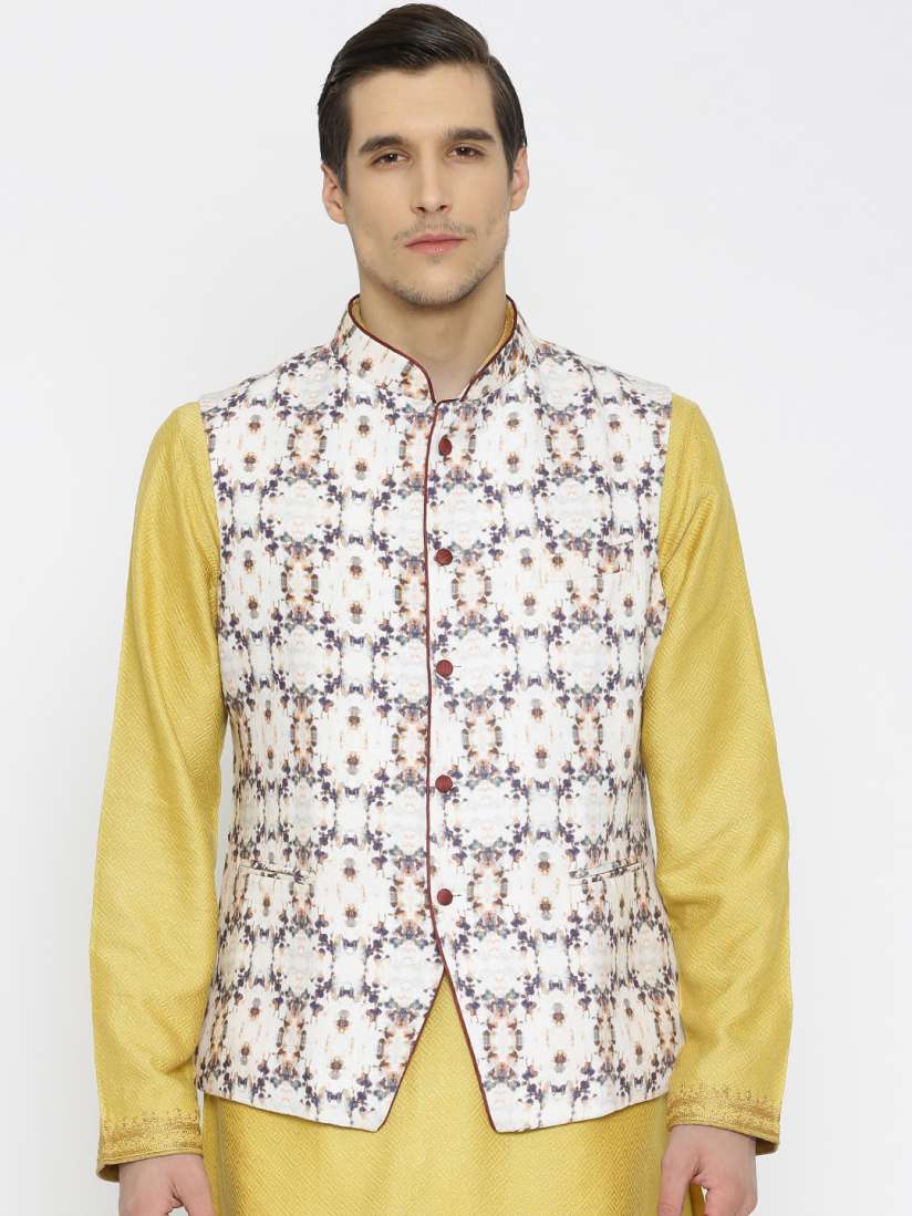 Buy Raymond Ethnix Multicoloured Printed Linen Nehru Jacket Nehru Jackets for Men 1619451 Myntra