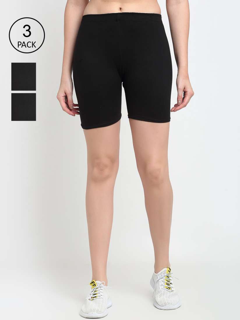 Buy GRACIT Women Pack Of 3 Black Skinny Fit Biker Shorts Shorts for Women 16204954 Myntra