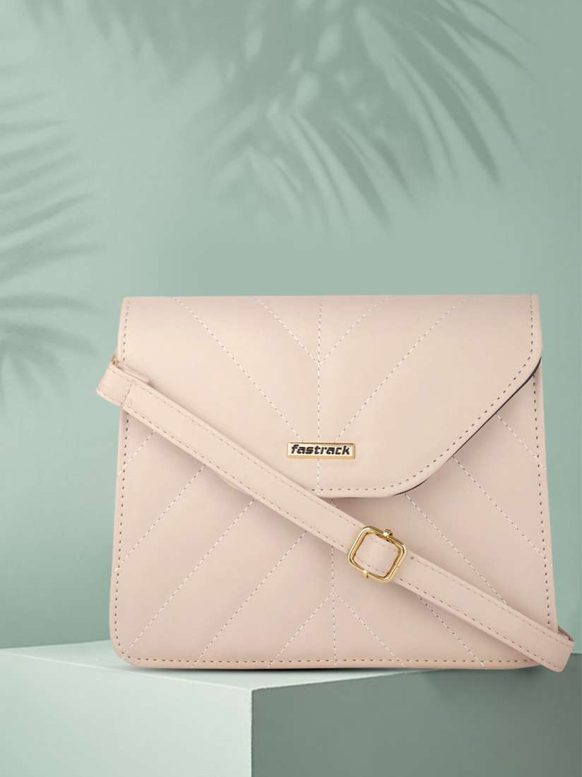 Buy Fastrack Beige Solid Structured Sling Bag with Stitch Detail Handbags for Women 16205122 Myntra