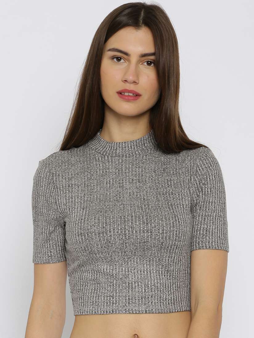 forever 21 grey crop top