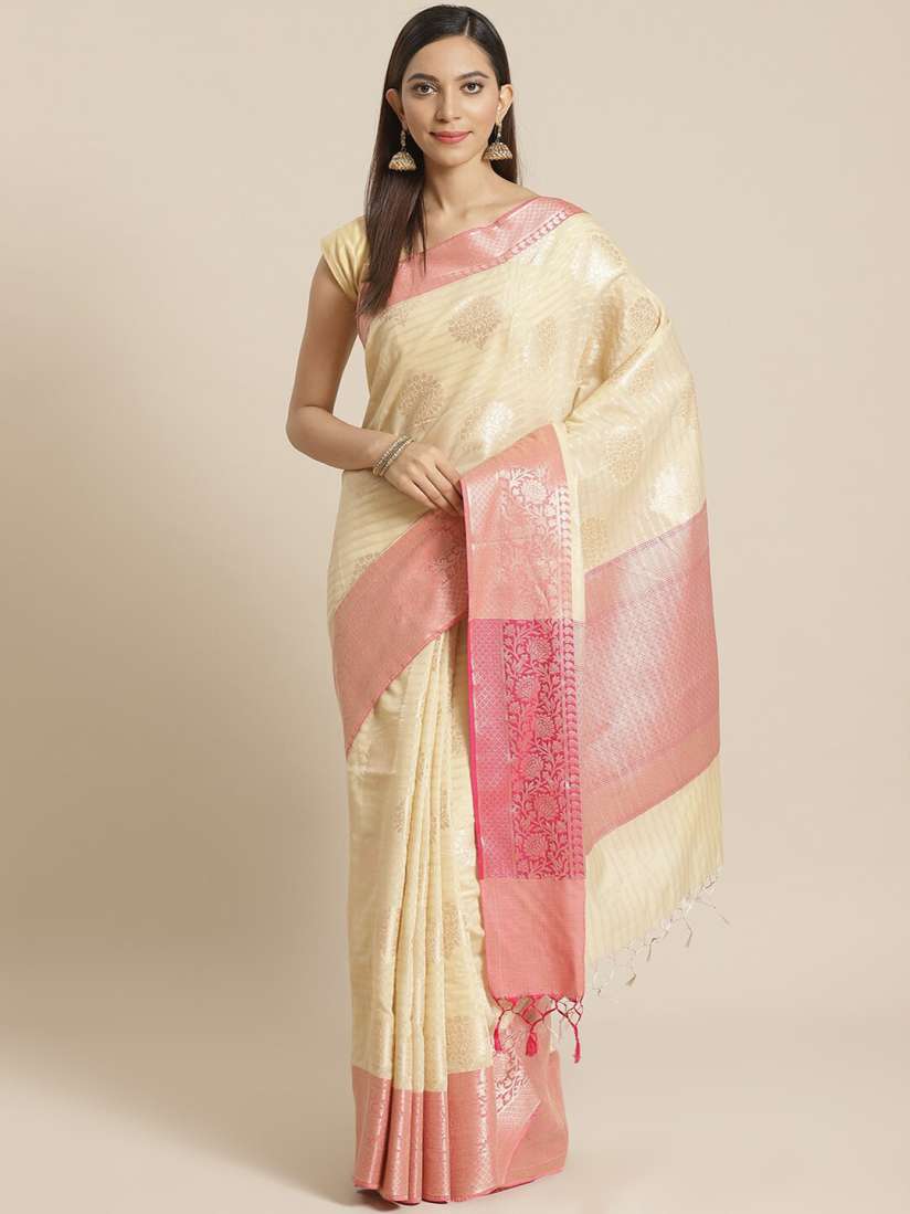 Myntra pink saree on sale