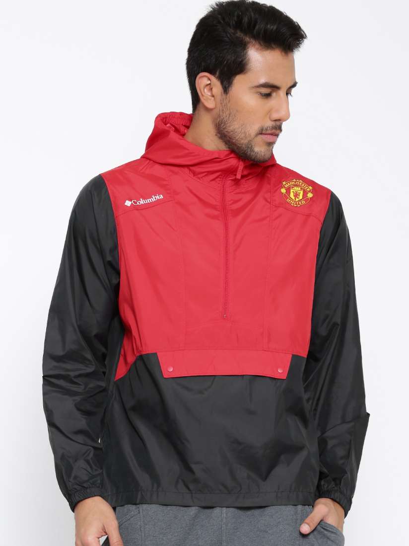 Buy Columbia Flashback Manchester United F.C. Colourblocked Hooded Windcheater Jacket Rain Jacket for Men 1620846 Myntra