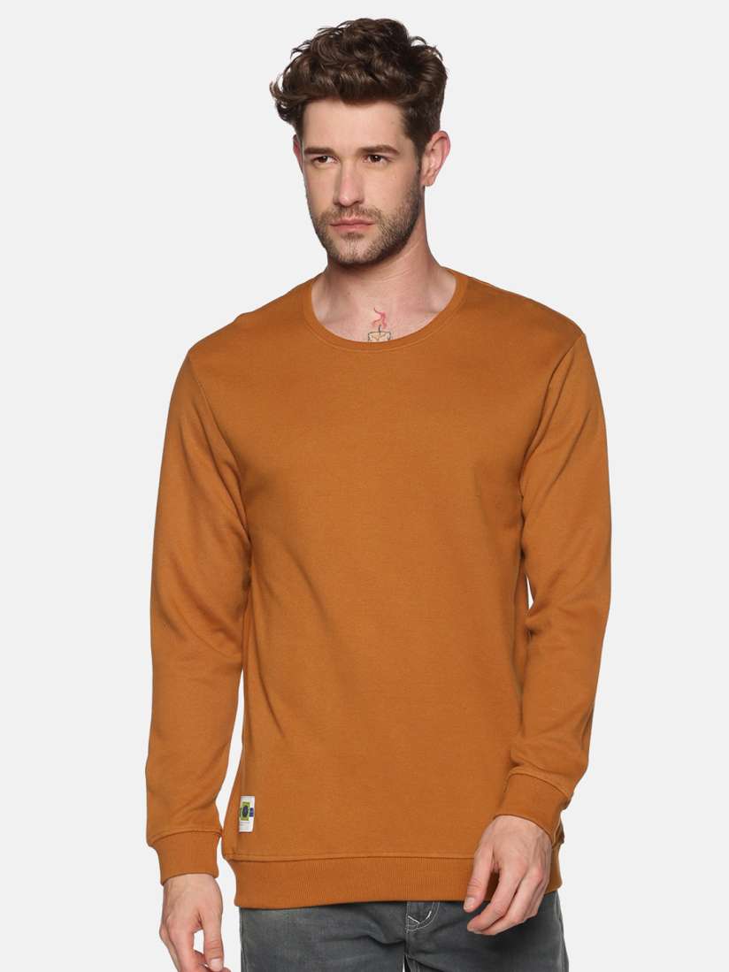 Buy SHOWOFF Men Tan Brown Cotton Sweatshirt Sweatshirts for Men 16211046 Myntra