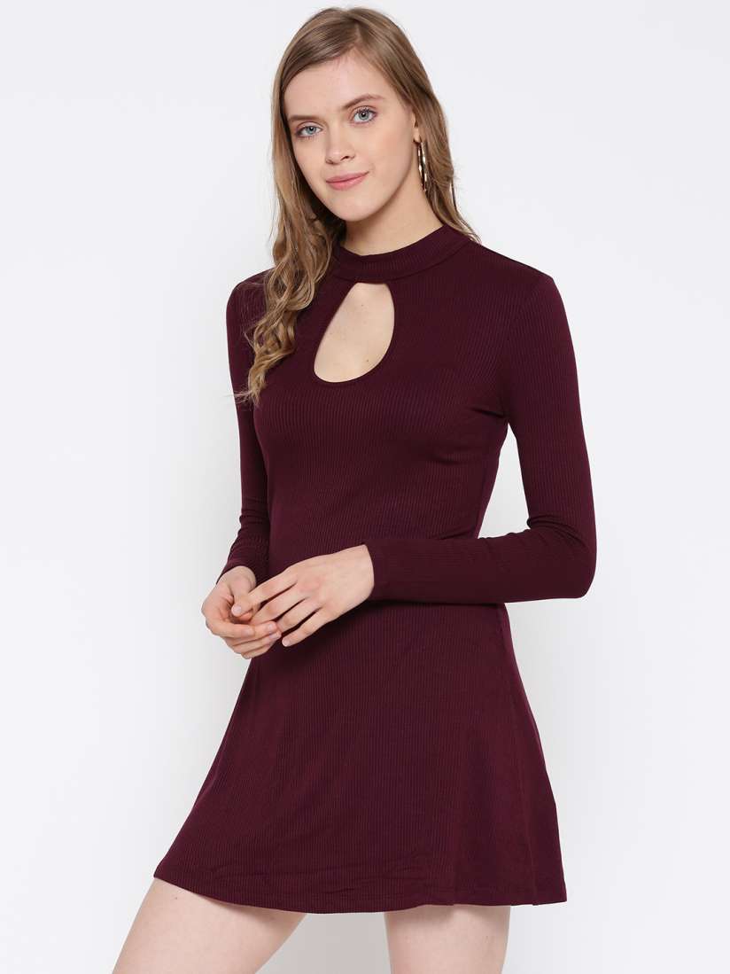 Buy FOREVER 21 Women Burgundy Solid A Line Dress Dresses for Women 1621198 Myntra