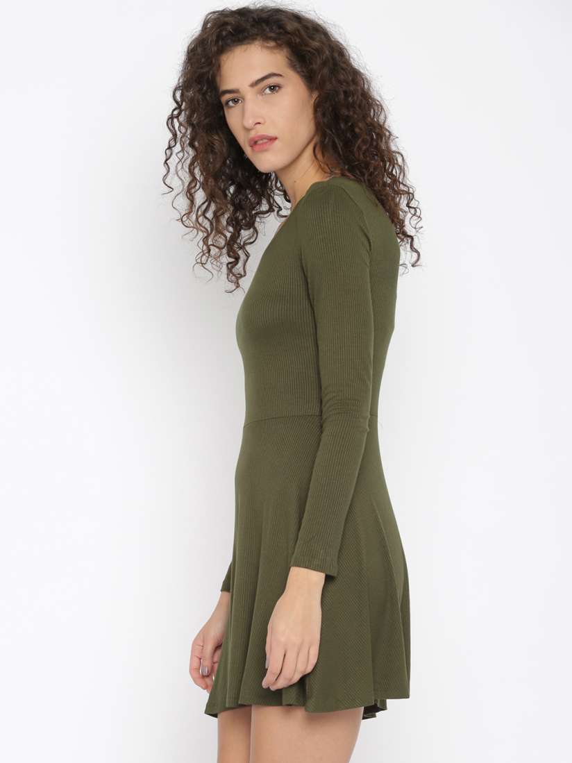 Olive green skater dress new arrivals
