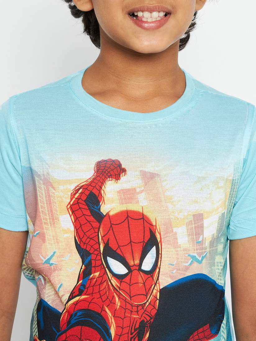 Blue spiderman shirt deals