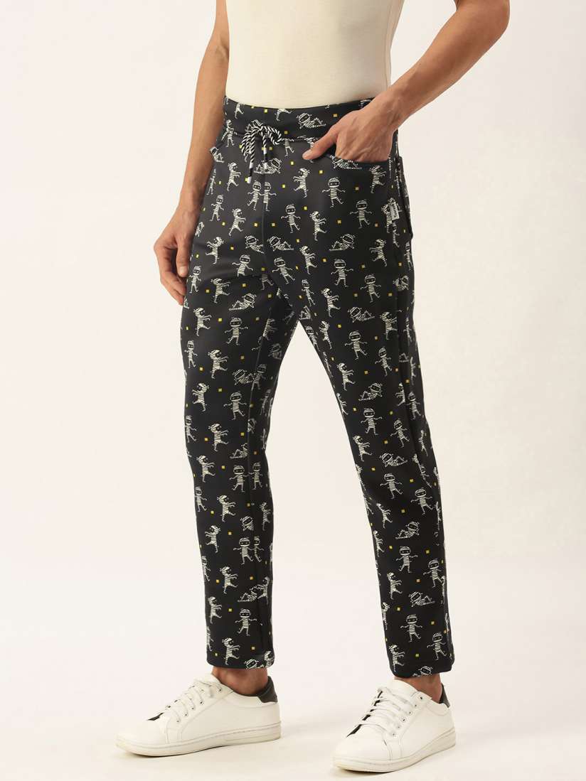 Buy Yuvraah Men Black White Printed Rapid Dry Track Pants Track Pants for Men 16215514 Myntra