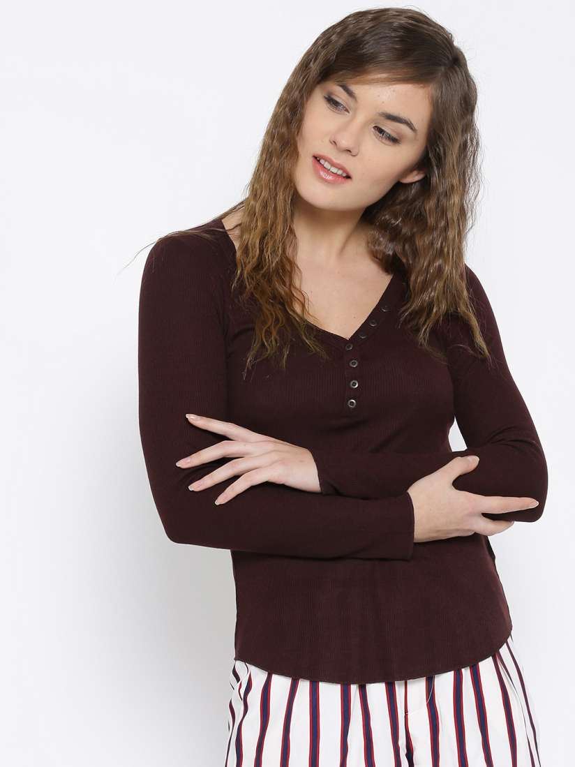 Buy FOREVER 21 Women Burgundy Solid Top Tops for Women 1621733 Myntra