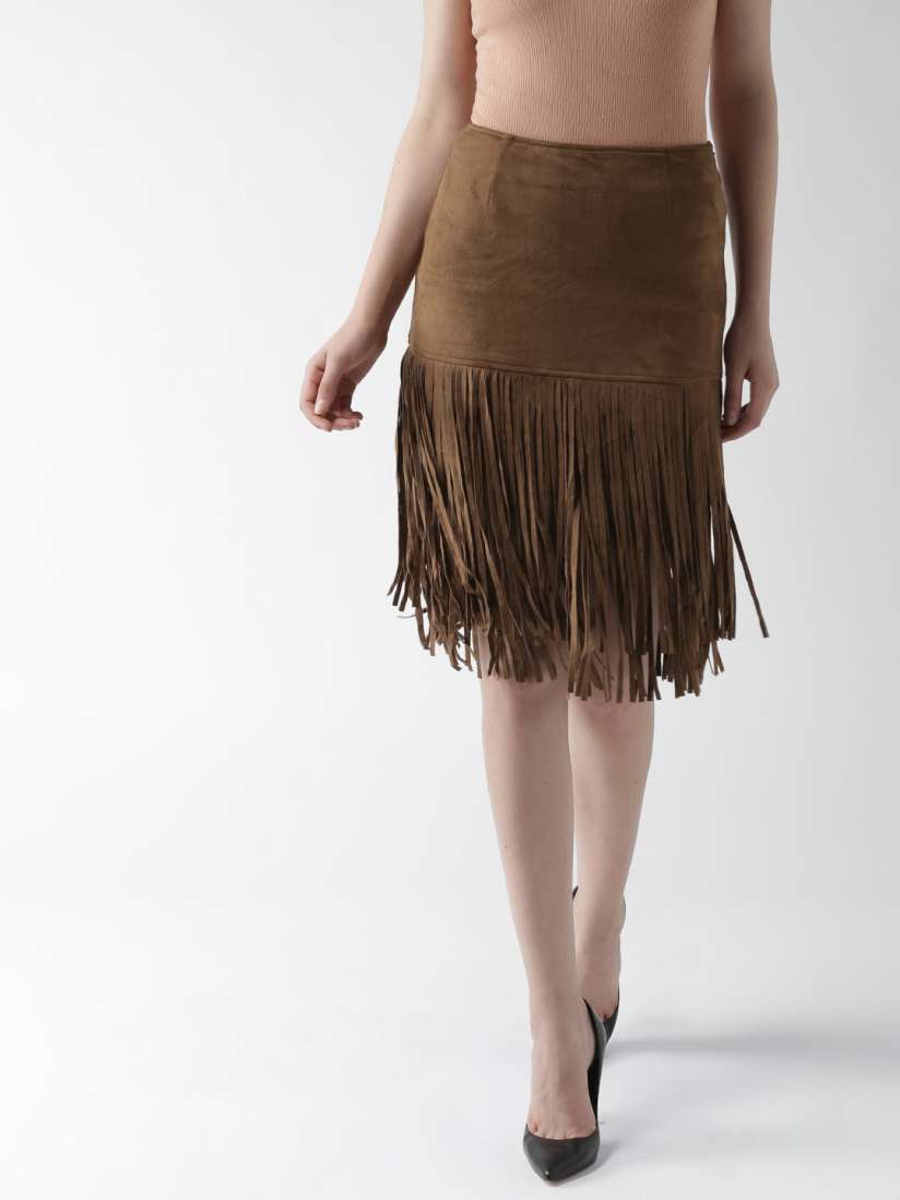Brown velvet pencil skirt 2025