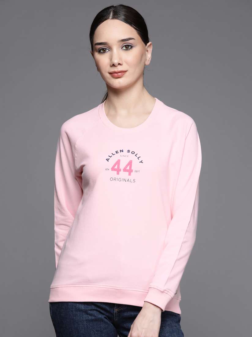 Buy Allen Solly Woman Women Pink Pure Cotton Printed Sweatshirt Sweatshirts for Women 16222738 Myntra
