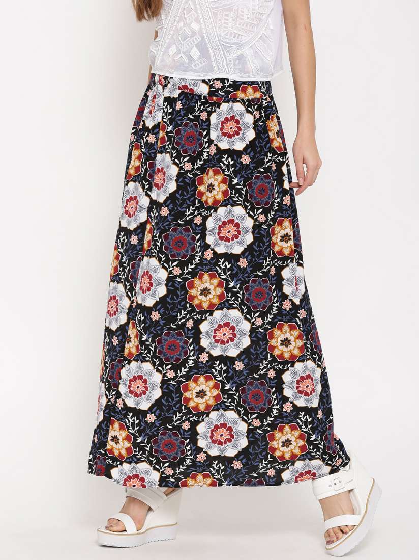 Buy FOREVER 21 Black White Floral Print Maxi Skirt Skirts for Women 1622290 Myntra