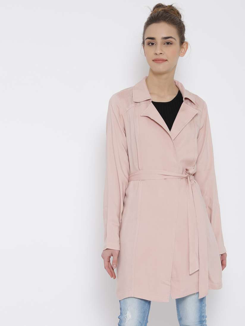Buy FOREVER 21 Dusty Pink Front Open Longline Jacket Jackets for Women 1622348 Myntra