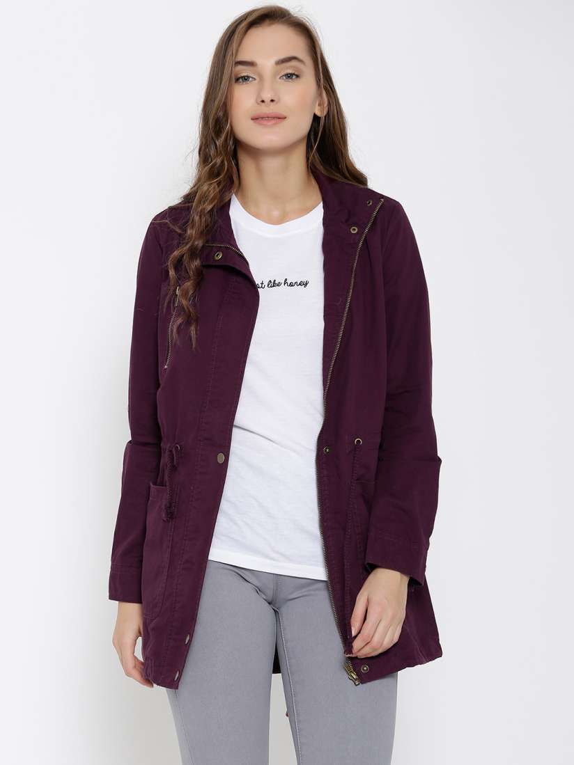 Buy FOREVER 21 Purple Longline Jacket Jackets for Women 1622374 Myntra