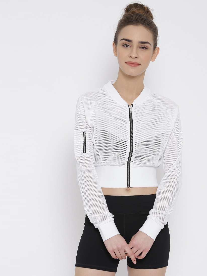White mesh jacket top