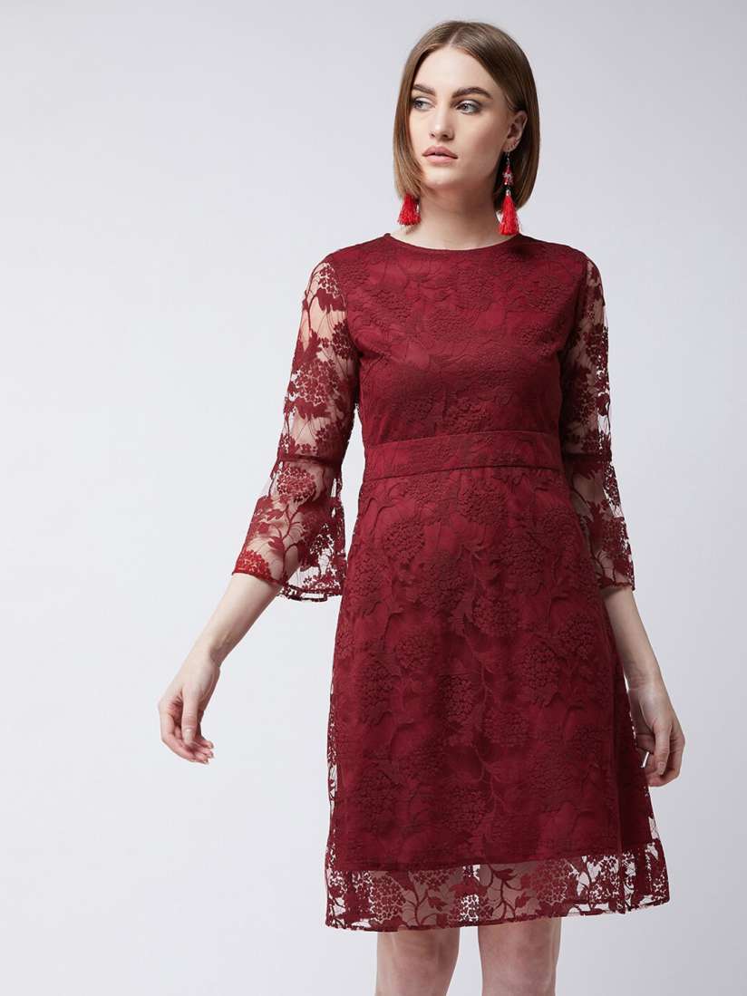 Buy Miss Chase Maroon Lace Dress Dresses for Women 16224294 Myntra