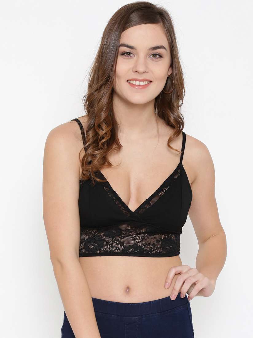 Buy FOREVER 21 Women Black Lace Detail Bralette Top Tops for Women 1622557 Myntra