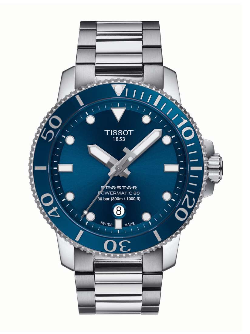 Buy TISSOT Men Blue Embellished Dial Silver Toned Stainless Steel Bracelet Style Straps Analogue Automatic Watch Watches for Men 16229684 Myntra