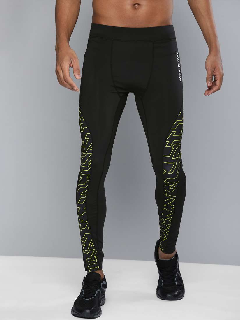 Buy HRX By Hrithik Roshan Training Men Jet Black Rapid Dry Geometric Tights Tights for Men 16232392 Myntra