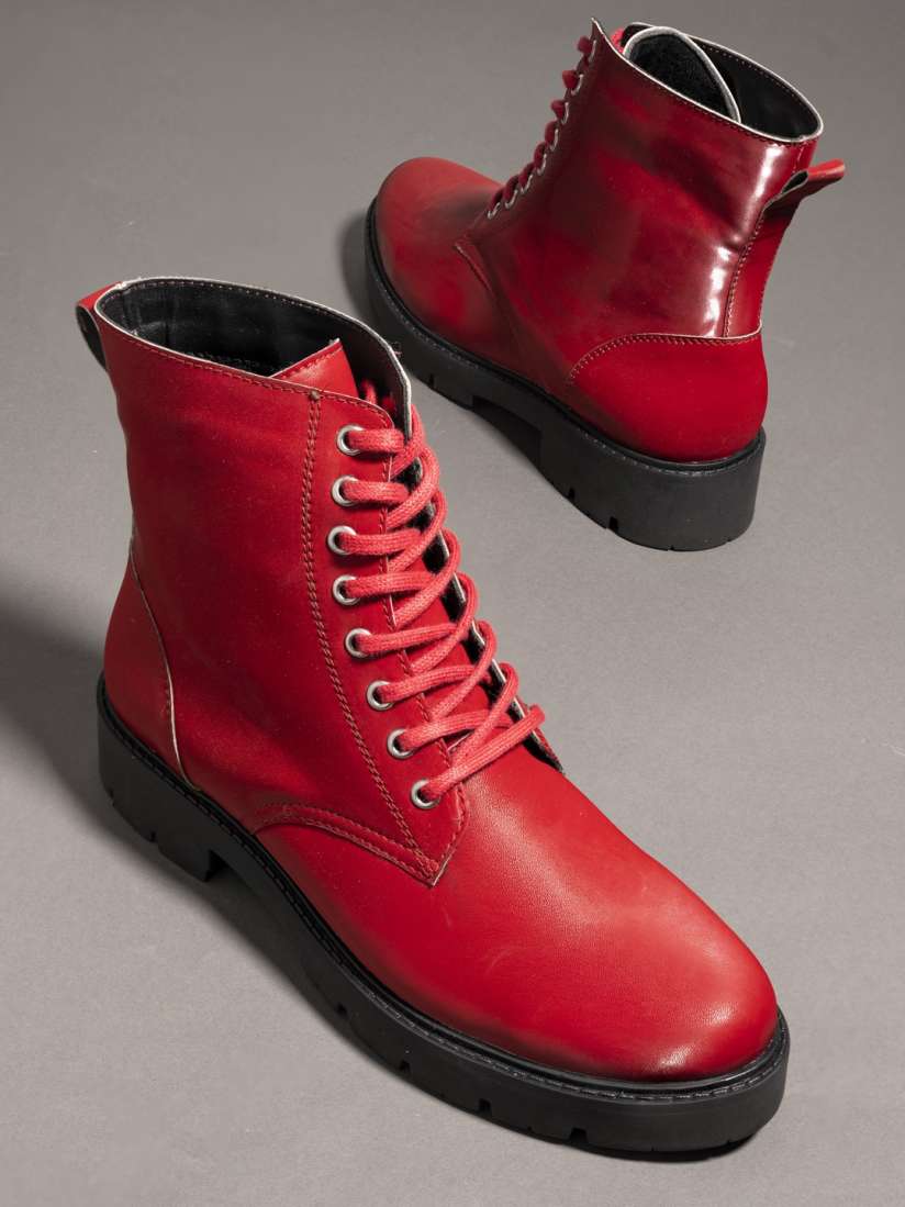 Buy El Paso Women Red Flat Boots Boots for Women 16235294 Myntra