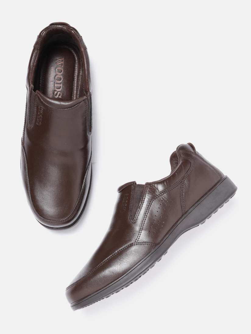 Buy Woods Men Coffee Brown Leather Solid Formal Slip On Shoes with Perforated Detail Formal Shoes for Men 16237890 Myntra