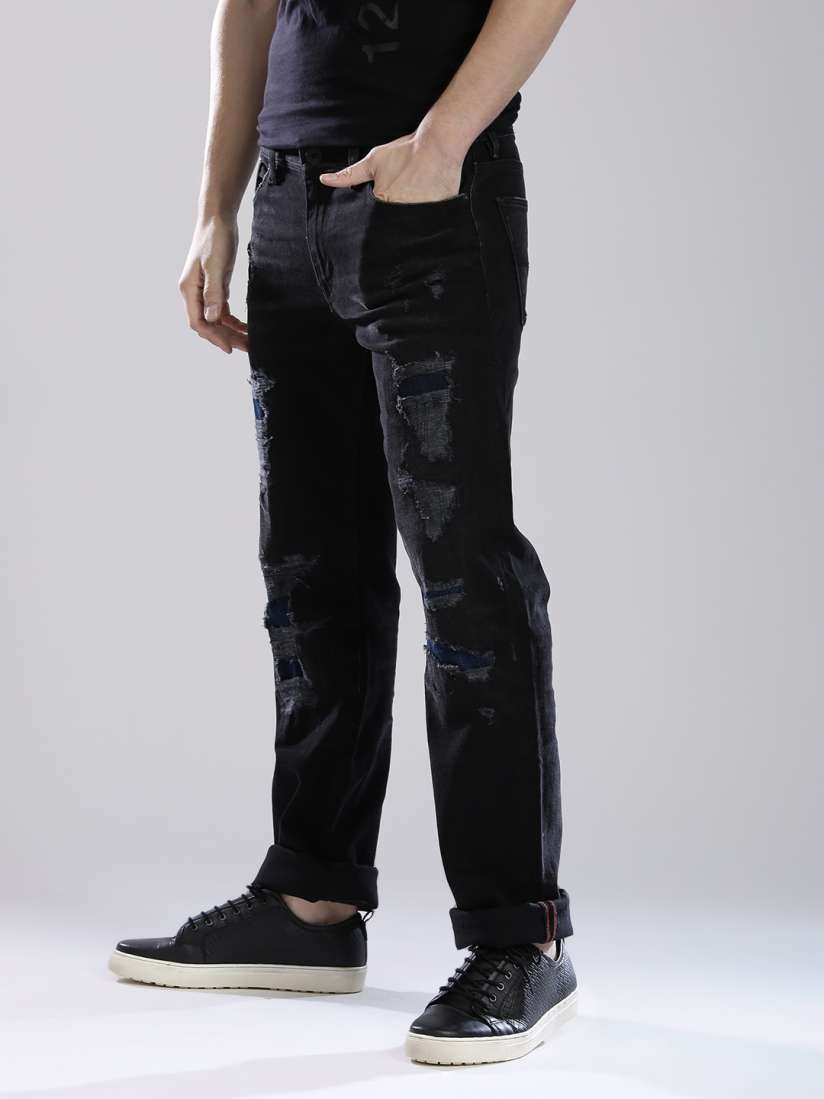 Guess black ripped jeans best sale