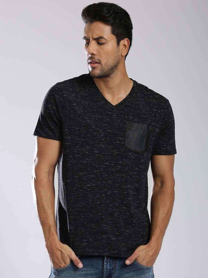Buy GUESS Men Black V Neck T shirt Tshirts for Men 1623845 Myntra