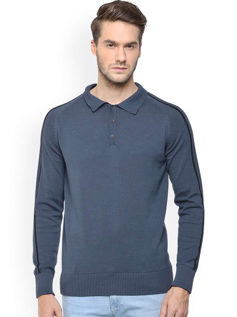 Buy Mufti Men Blue Solid Sweater Sweaters for Men 1624399 Myntra