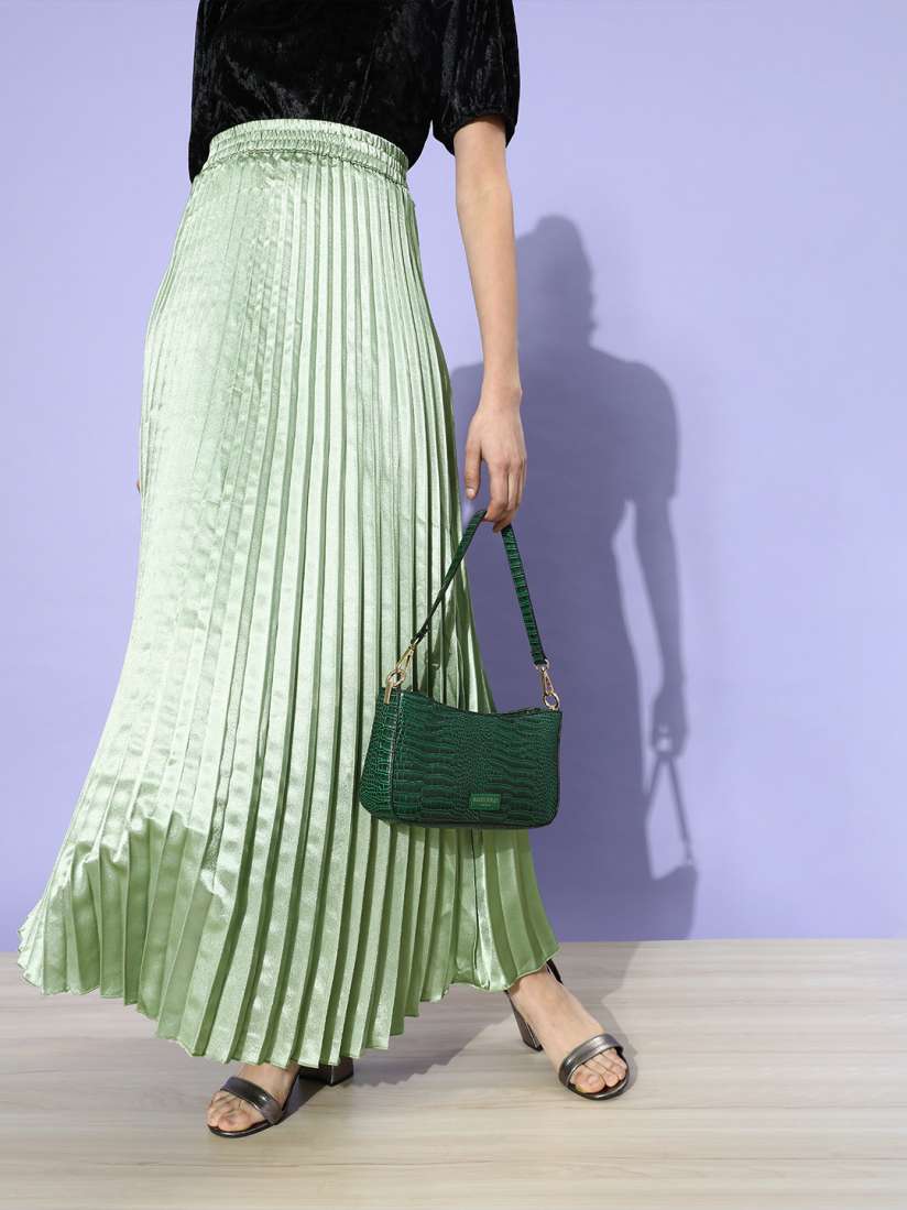 Buy U F Women Green Solid Pleated Skirt Skirts for Women 16244912 Myntra