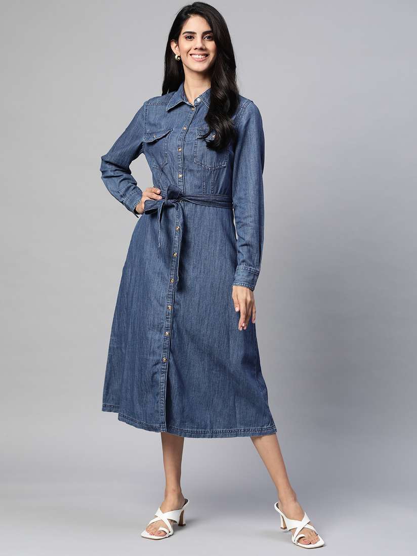 Denim Midi Shirt Marks Denim Dress Jade Denim Shirt Dress In MID