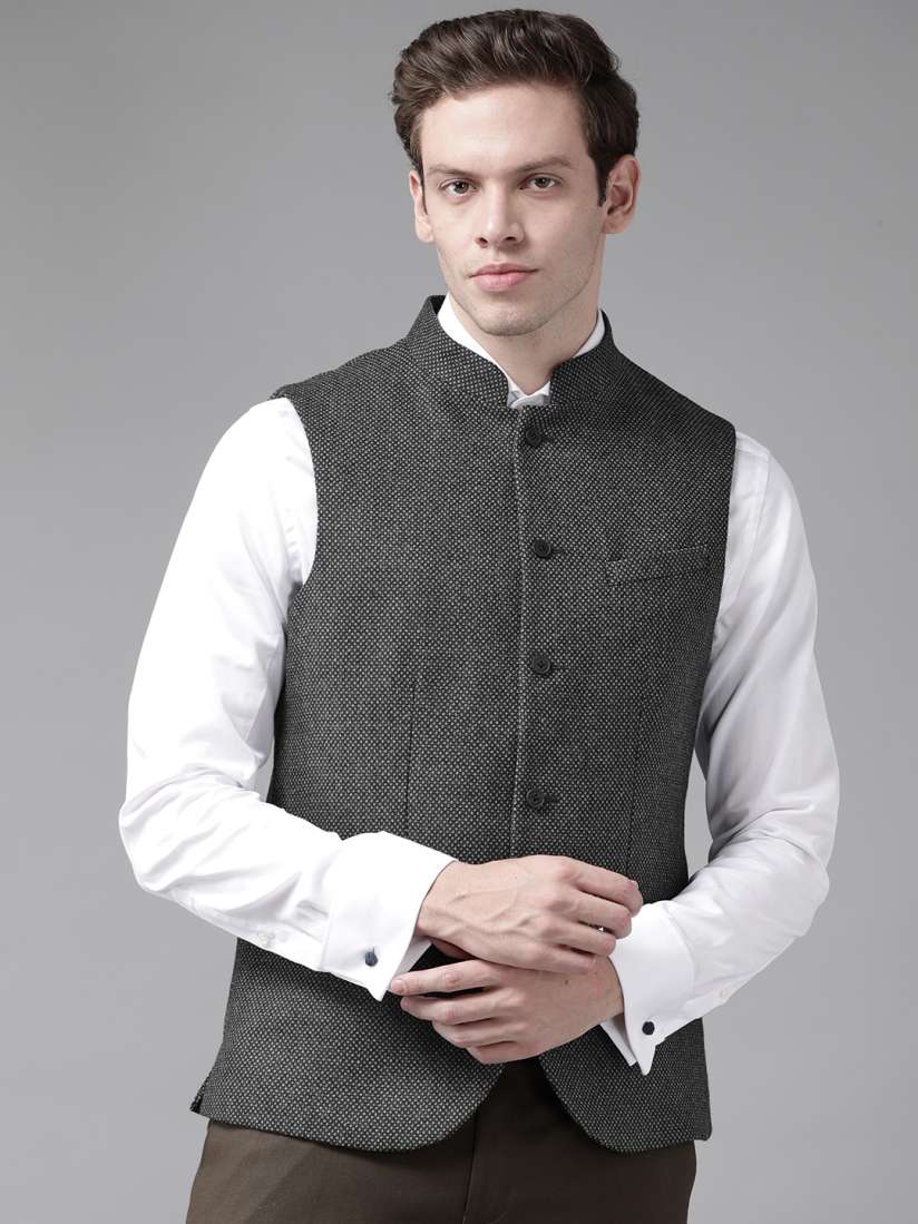 Buy Blackberrys Men Black Woven Design Slim Fit Waistcoat Waistcoat for Men 16259870 Myntra