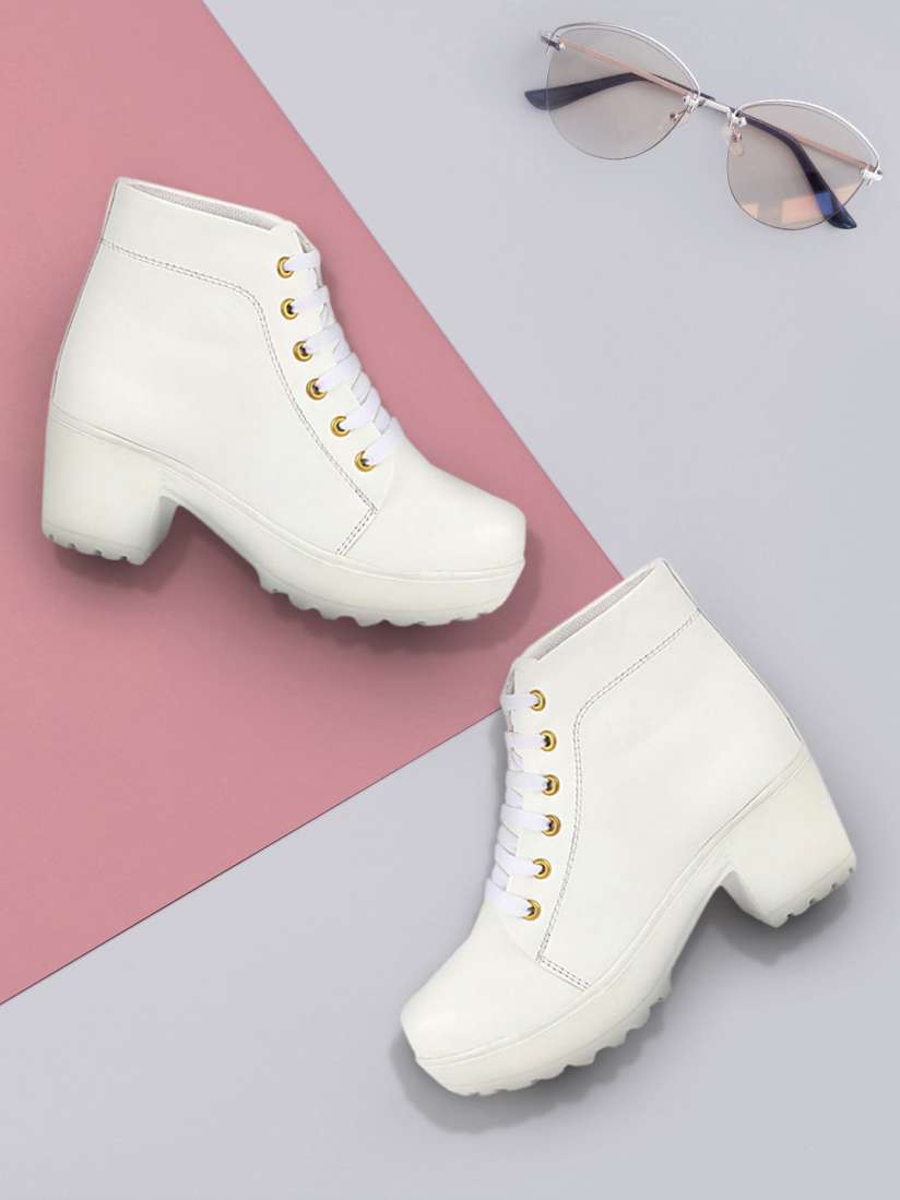 Buy Shoetopia Girls White Solid Platform Heeled Boots Heels for Girls 16263532 Myntra