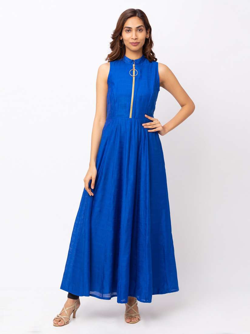 Buy Iti Blue Solid Maxi Dress Dresses for Women 16264262 Myntra