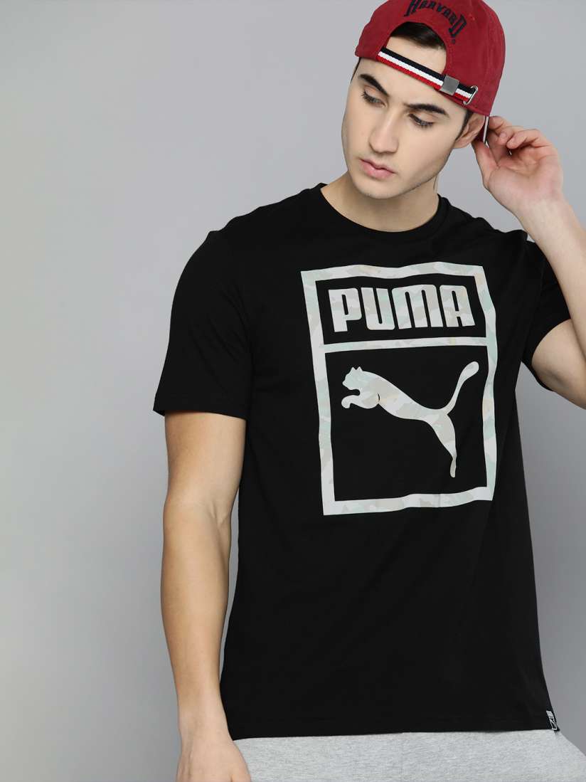Buy Puma Men Black Grey Printed T shirt Tshirts for Men 16265474 Myntra
