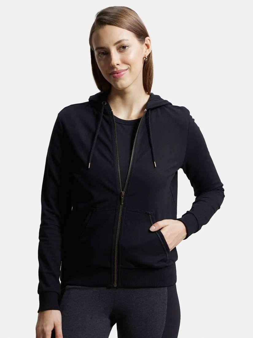 Buy Jockey Super Combed Cotton French Terry Hoodie Jacket AW30 Jackets for Women 16269674 Myntra