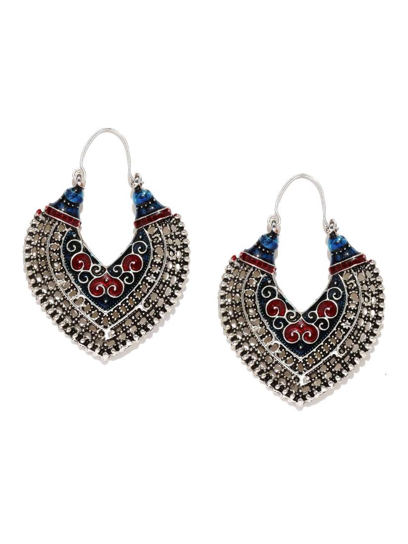 Fabindia Blue Metal Earrings Buy Fabindia Amna Silver-Toned Blue