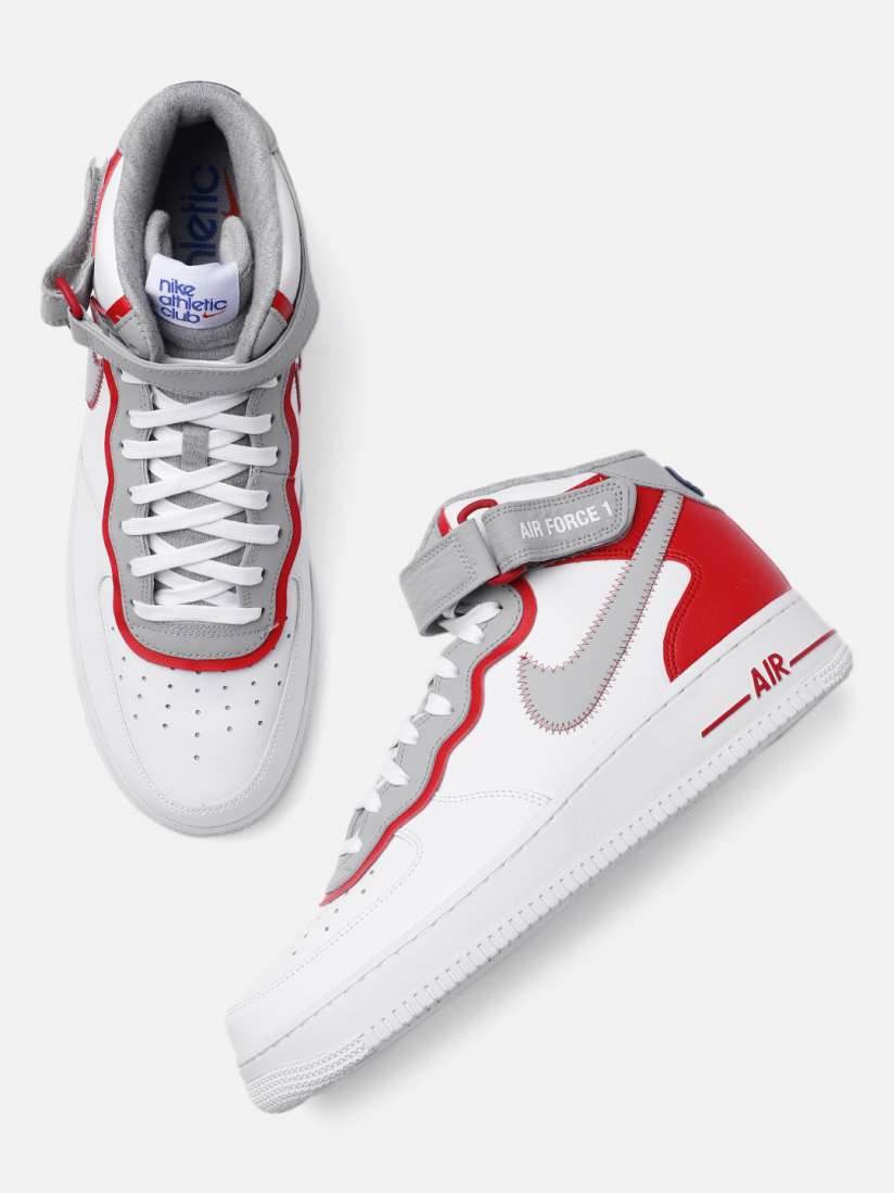 Buy Nike Men White Lt Smoke Grey Perforated Leather Air Force 1 07 LV8 Mid Top Sneakers Casual Shoes for Men 16274266 Myntra