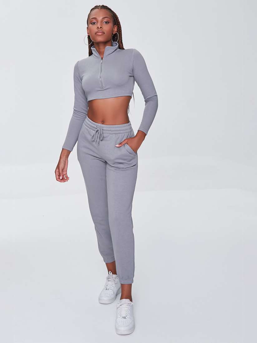 Buy FOREVER 21 Women Grey T shirt with Joggers Co Ords for Women 16274730 Myntra