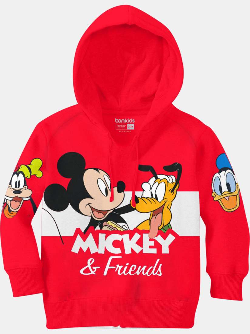 Buy BONKIDS Boys Red Mickey Boys Printed Hooded Sweatshirt Sweatshirts for Boys 16276104 Myntra