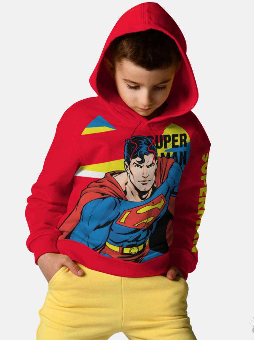 Buy BONKIDS Boys Red Superman Printed Hooded Sweatshirt Sweatshirts for Boys 16276108 Myntra