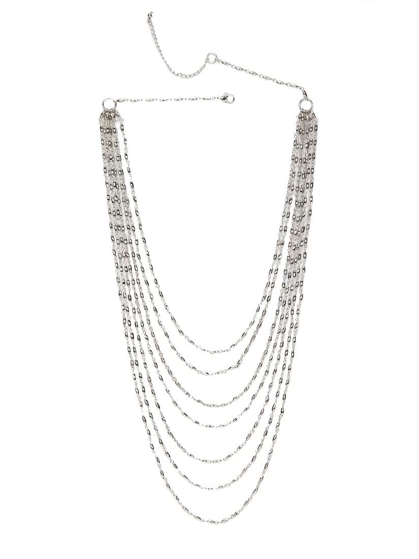 Buy FOREVER 21 Silver-Toned Metal Silver-Plated Layered Necklace