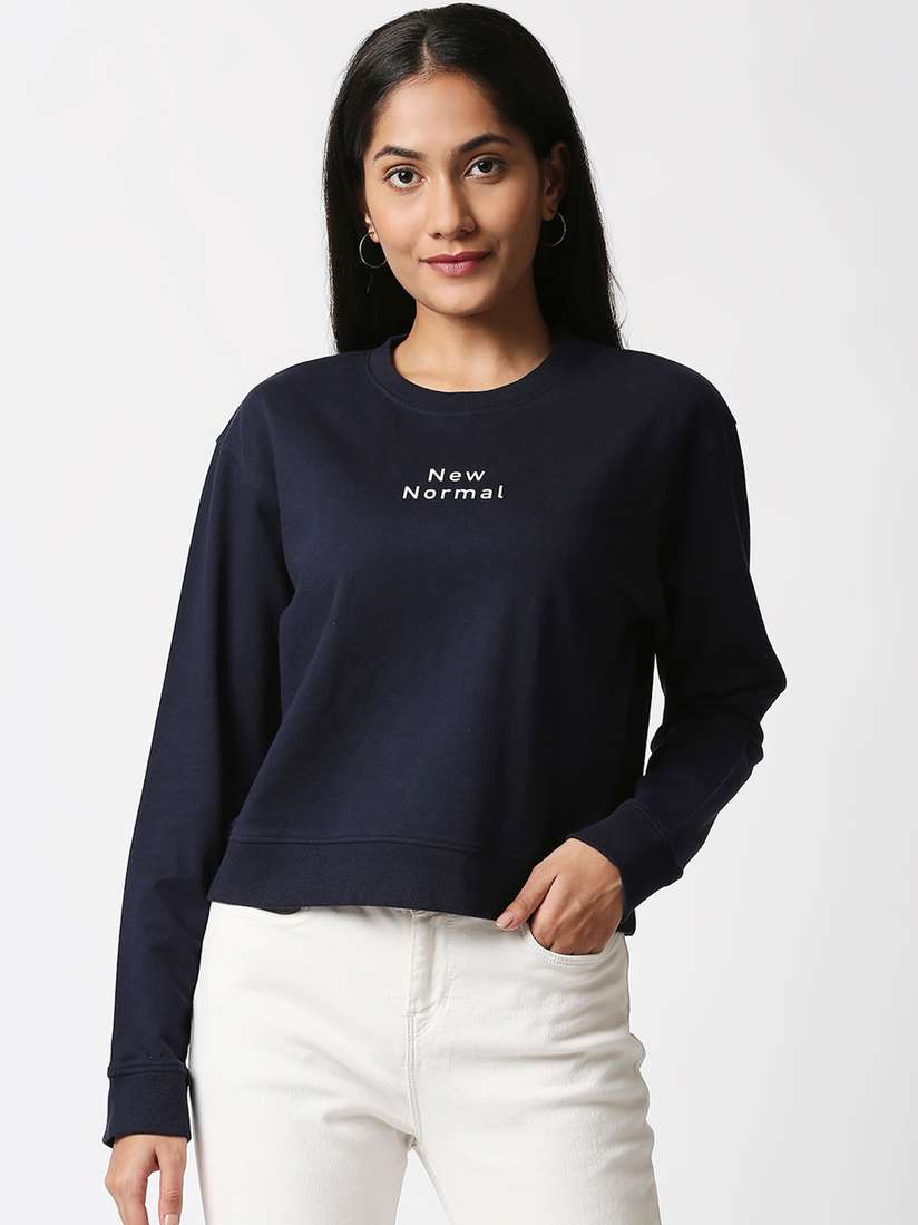 Buy 20Dresses Women Navy Blue Sweatshirt Sweatshirts for Women