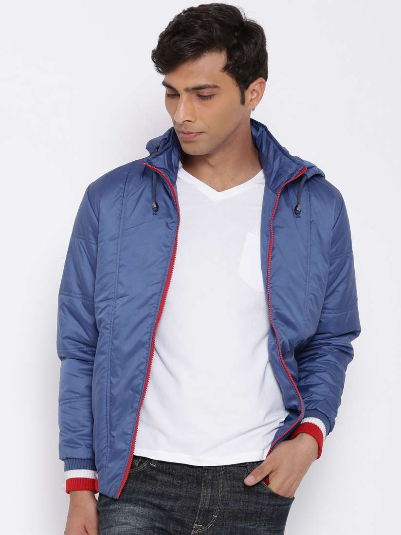 Buy John Players Blue Bomber Jacket with Detachable Hood Jackets for Men 1628140 Myntra