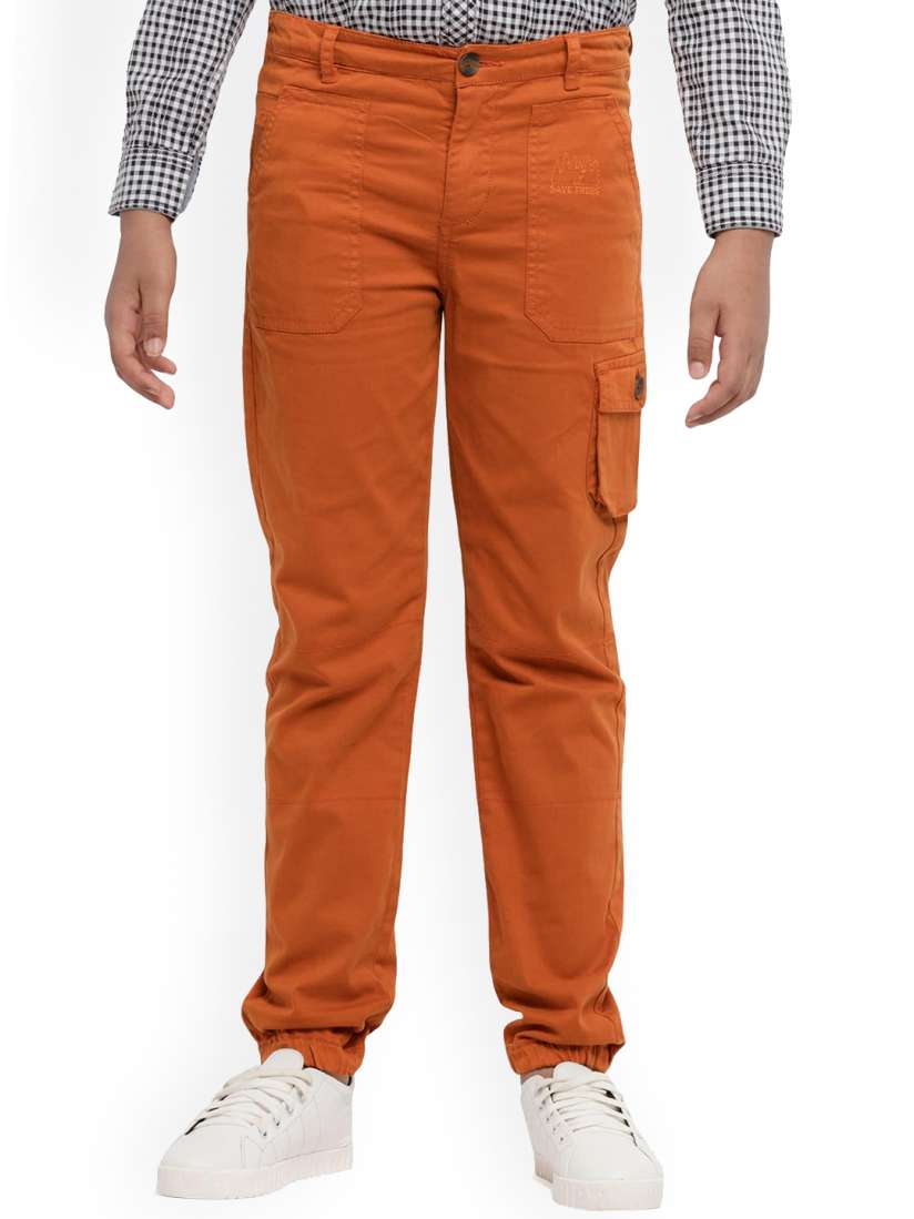 Buy UNDER FOURTEEN ONLY Boys Orange Slim Fit Cargos Trousers Trousers for Boys 16281482 Myntra