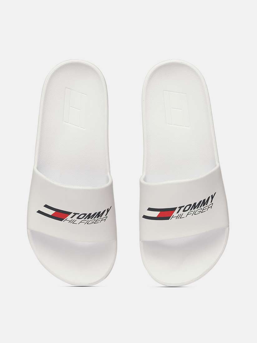 White Hilfiger Slides Mens Tommy Hilfiger Men's Essential Flag
