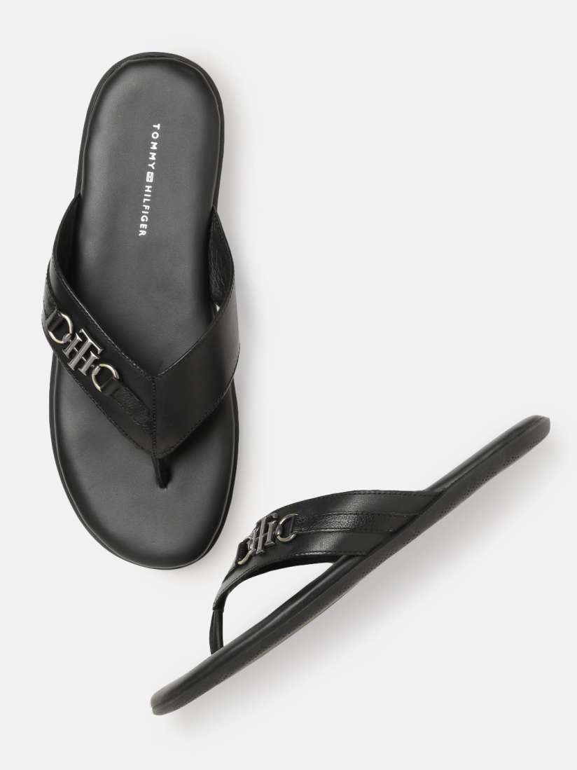 Buy Tommy Hilfiger Men Black Leather Sandals Sandals for Men 16285640 Myntra
