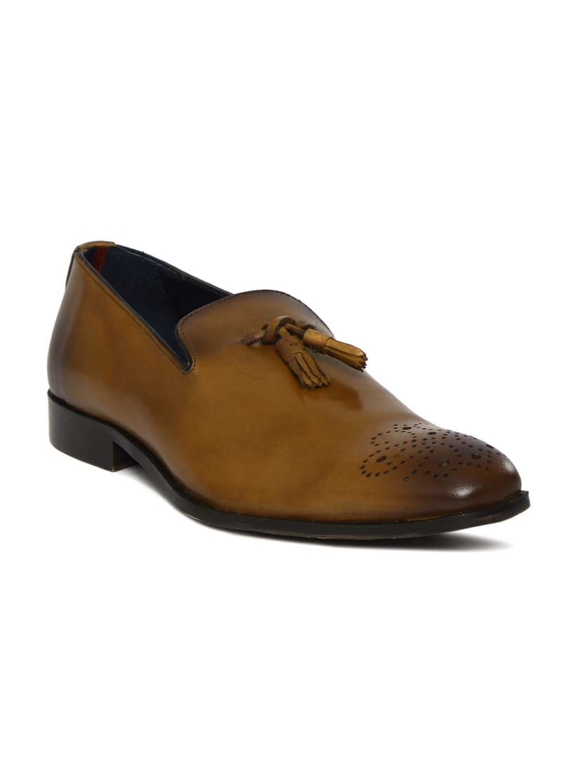 Buy Bata Men Brown Square Toed Perforated Semiformal Leather Slip Ons Formal Shoes for Men 1629847 Myntra