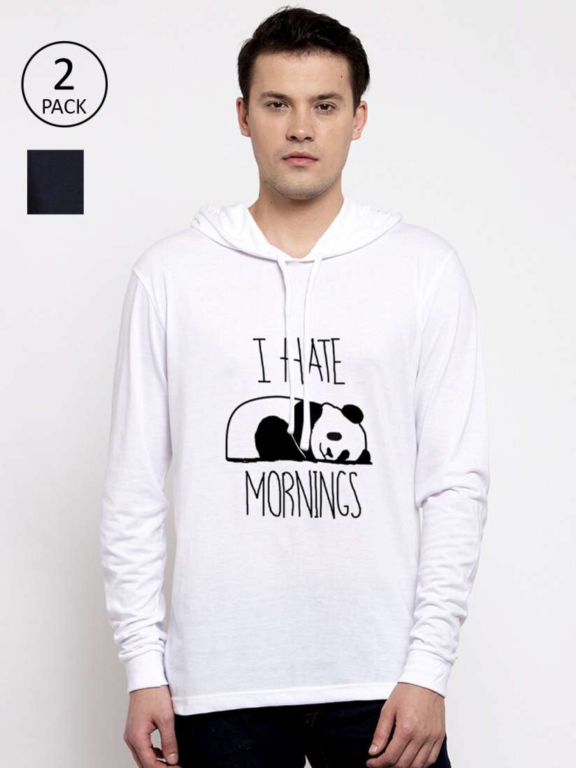 Buy Friskers Men Pack Of 2 Printed Pure Cotton Hooded T shirts Tshirts for Men 16298798 Myntra
